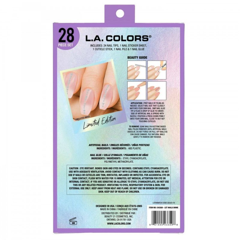 L.A Colors All Is Bright 28 Pcs Shine Artificial Nail Tips - Image 2