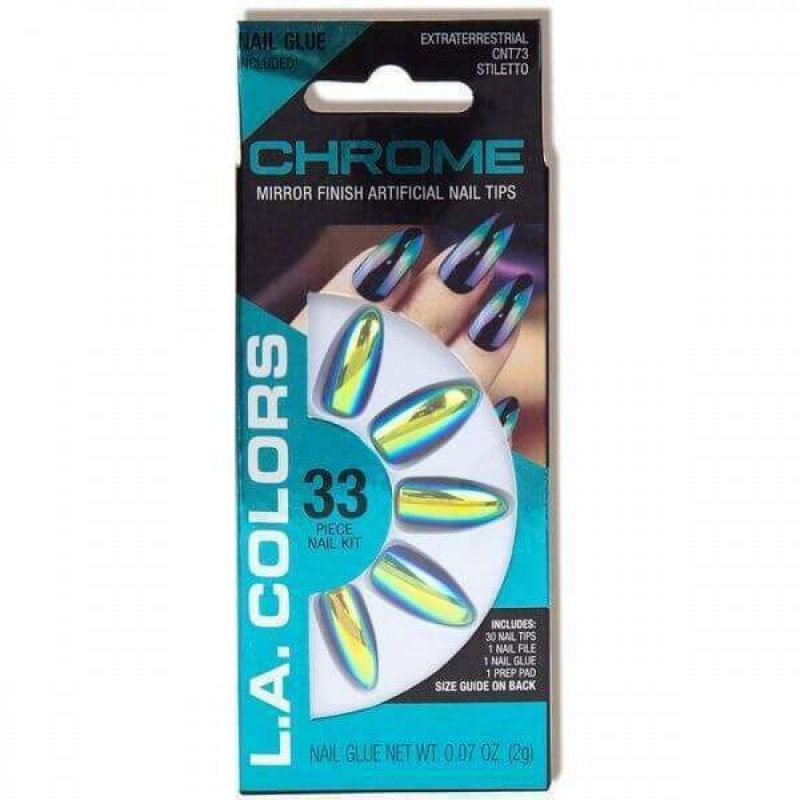 La Colors Chrome Mirror Finish Artificial Nails Tips-Stiletto